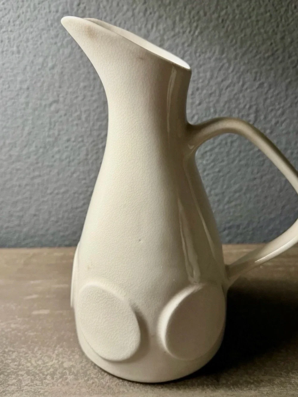 Vintage Jonathan Adler Couture Circles Bespoke Porcelain Pitcher Vase Signed MCM